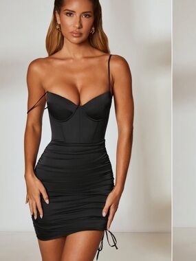 drop a glint embellished mini dress in black Drop A Glint Black Dress Embellished A-line Mini Dress In Black Oh Polly